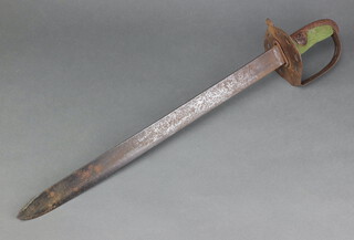 A 1796 Heavy Cavalry trooper's sword, the 74cm blade with crowned 4, top of blade marked Pate, cut down for a child, the guard marked F10 D7G (7th Dragoon Guards) 