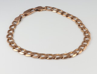 A 9ct yellow gold flat link bracelet 9.9 grams, 18cm 
