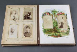 A 19th Century leather bound photograph album containing black and white portrait photographs (leather spine damaged) 