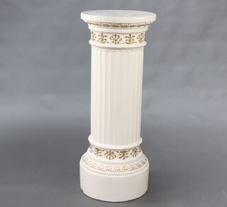 A white and gilt painted fluted column 90cm h x 35cm 