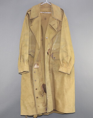 A Second World War SA and RB dispatch rider's waxed coat, size 8, dated 1944 