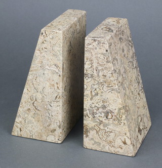 A pair of Art Deco style grey marble finished, wedge shaped, bookends 15cm  