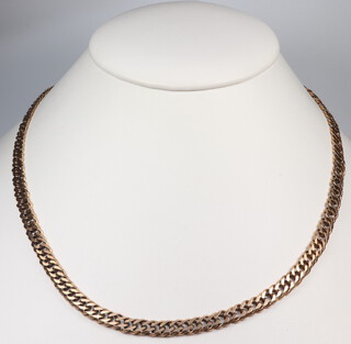 A 9ct yellow gold flat link necklace 19 grams, 44cm 