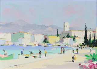Cecil Rochfort D'oyly-John (1906-1993) oil on canvas signed, label on verso "Cannes" French Riviera 24cm x 34cm 