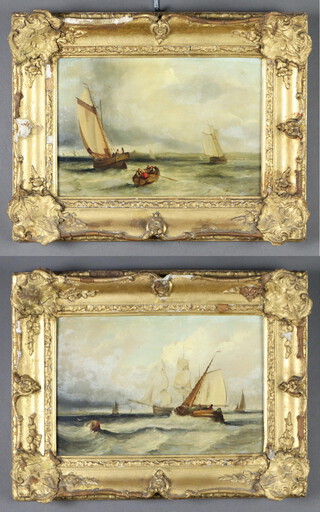 A pair of 19th Century oils on board unsigned, maritime studies, 19cm x 28cm  