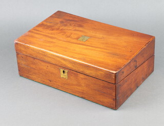 A Victorian mahogany writing slope, interior fitted 2 associated inkwells 12cm h x 35cm w x 22cm d 