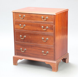 A 19th Century style mahogany chest fitted 4 long drawers with brass swan neck drop handles, raised on bracket feet 72cm h x 61cm w x 40cm d 