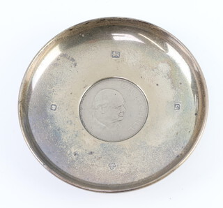 A silver Armada dish with a Churchill crown (cupro nickel), gross weight 76 grams, London 1972