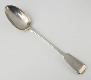 A Victorian silver Old English basting spoon with engraved armorial London 1864, 147 grams