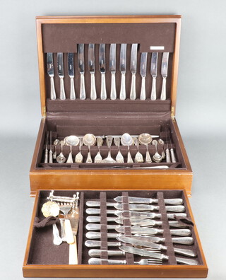A canteen of silver plated bead pattern cutlery for 6, retailed by Harrods 