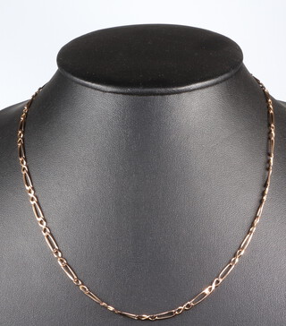 A 9ct yellow gold flat link necklace, 44cm, 8 grams 