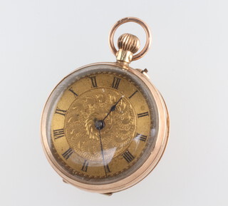 A 9ct yellow gold Edwardian fob watch contained in a 35mm case 