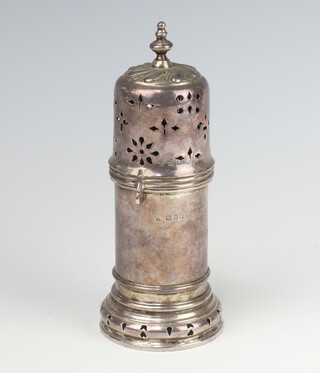 A Queen Anne style silver sugar shaker with bayonet fitting London 1868, 15cm, 184 grams 