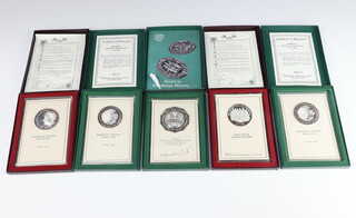 Five silver Rhodesian commemorative crowns 230 grams 