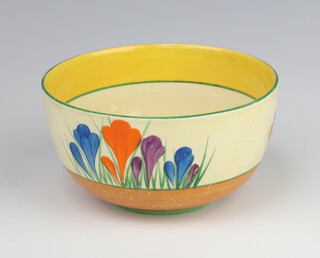 A Clarice Cliff Bizarre Crocus pattern sugar bowl 11cm 