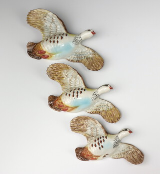A set of 3 Beswick pink legged partridge wall plaques 1188/1, 1188/2 and 1188/3 