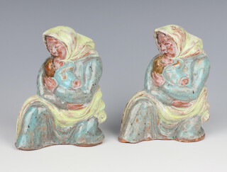 Two studio ceramic figures of a lady with child inscribed T H Parnass London, 14cm 