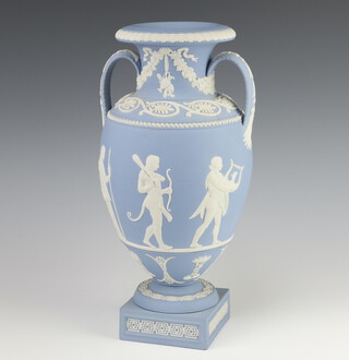 A Wedgwood blue Jasper classical vase Genius collection "Procession of the Deities" after an 18th Century original no.38 of a limited edition of 100 34cm 
