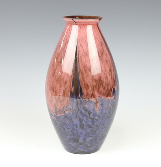 A Loetz style pink and blue oviform vase 29cm 