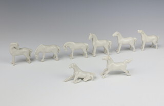 A set of 20th Century Chinese blanc de chine figures of horses 7cm 