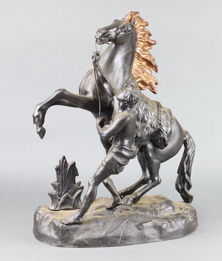 A 19th Century spelter figure of a Marley horse 46cm h x 37cm w x 19cm d 