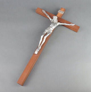 A wooden crucifix with cast metal corpus christi 48cm h x 26cm w 