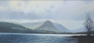 H Ritchie, oil on board signed, "Hyelm Crag from Grasmere" 15.5cm x 34cm 