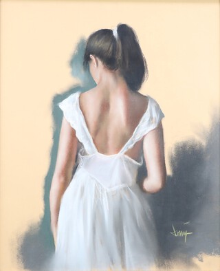 20th Century mixed media, study of a lady from behind 55cm x 44cm 