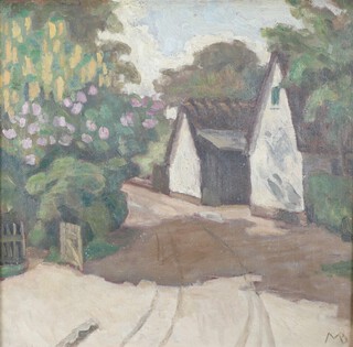 Majsa Bredsdorff (1887-1964), oil on canvas monogrammed, Continental street scene, inscribed on verso, 40cm x 41cm 