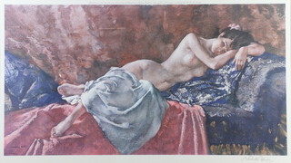Sir William Russell Flint (1880-1969) print, signed in pencil "Reclining Nude II", published 1967 31cm x 58cm