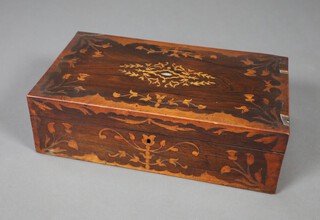 A Victorian rectangular inlaid rosewood writing slope with hinged lid 12cm x 40cm x 23cm 