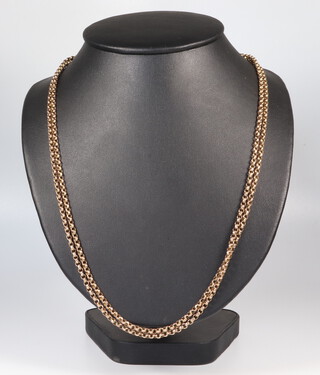 A 9ct yellow gold muff chain, 120cm, 21.6 grams 