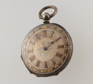 A lady's Continental 925 standard fob watch with champagne dial, inscribed D Baker Horsham, contained in a 38mm case  
