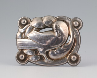 A Georg Jensen 925 standard rectangular brooch in the form of a stylised bird no.204, 4cm, 10.5 grams  