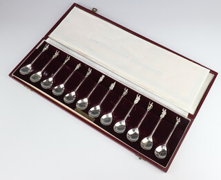 A limited edition set of 12 silver Tichborne spoons no.2540 of 5000, London 1982 and 1983, 267 grams, cased 