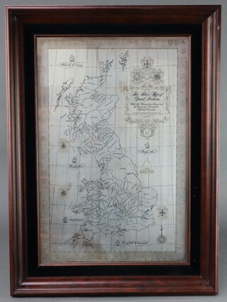 A Danbury Mint silver map of Great Britain London 1978 from the Council For the Protection of Rural England 53cm x 36cm, framed with original packaging