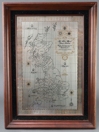 A Danbury Mint silver map of Great Britain London 1978 from the Council For the Protection of Rural England 53cm x 36cm, framed 