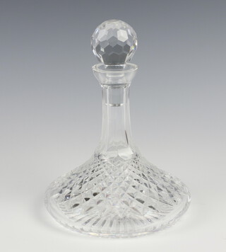 A Waterford Crystal cut glass ships decanter and stopper 23cm 