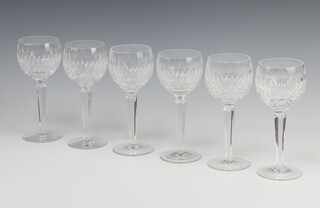 A set of 6 Waterford Crystal Colleen pattern long stemmed hock glasses 