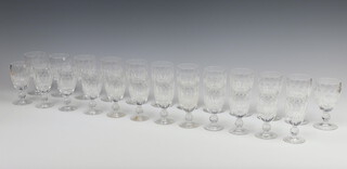 A set of 12 Waterford Crystal Colleen pattern small wine/sherry glasses 11cm, together with 12 port glasses 10cm  