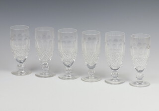 Six Waterford Crystal Colleen pattern champagne flutes 