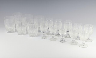 A set of 6 Waterford Crystal Colleen pattern tumbler glasses 11cm, 6 ditto liqueur glasses 11cm and 4 liqueurs 10cm  