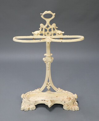 A Victorian white painted cast iron 2 section umbrella stand 73cm h x 51cm w x 20cm d 