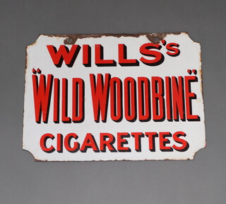 A Wills Cigarettes enamelled double sided advertising sign - Will's "Wild Woodbine" Cigarettes and Will's Star Cigarettes 46cm x 61cm  