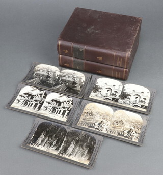 A collection of Underwood and Underwood stereoview slides of India contained in a faux burgundy book casing
