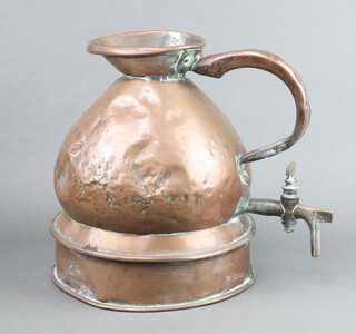 A Victorian copper harvest measure the side added a later brass spicket 38cm h x 30cm diam. (some dents)