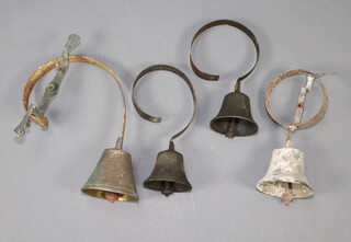 Four various 19th Century brass and steel servants bells 