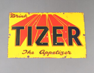 A 1930's Tizer rectangular enamelled advertising sign - "Drink Tizer The Appetizer" 51cm x 76cm   