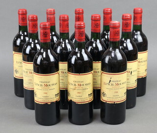 12 bottles of 1988 Chateau Lynch-Moussas Grand Cru Classe Pauillac red wine (damage to labels) 