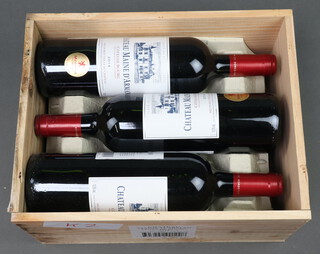 Six bottles of 2014 Chateau Maine D'Arman Cote de Bourg red wine, cased  